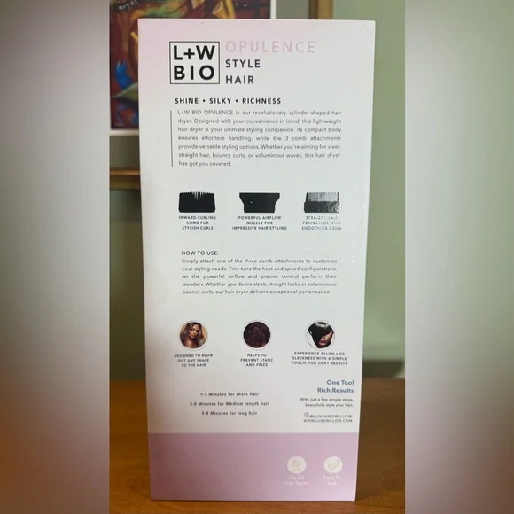 NIB - L+W Bio Opulence Lightweight Hair Dryer - Picture 4 of 16